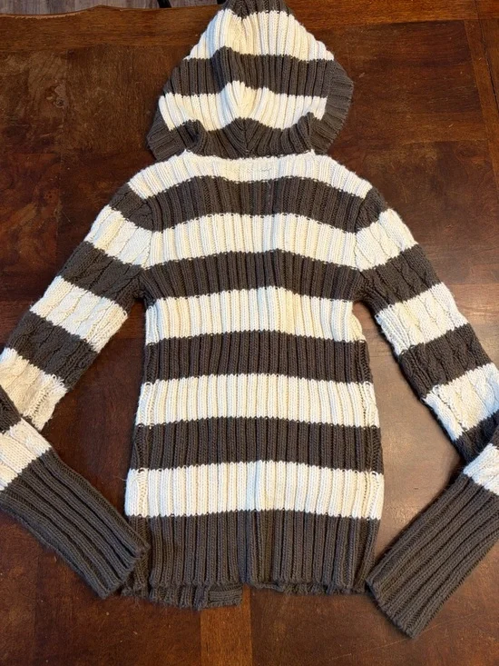 Aeropostale Y2K Striped Hooded Knit Cardigan S - Picture 4 of 9